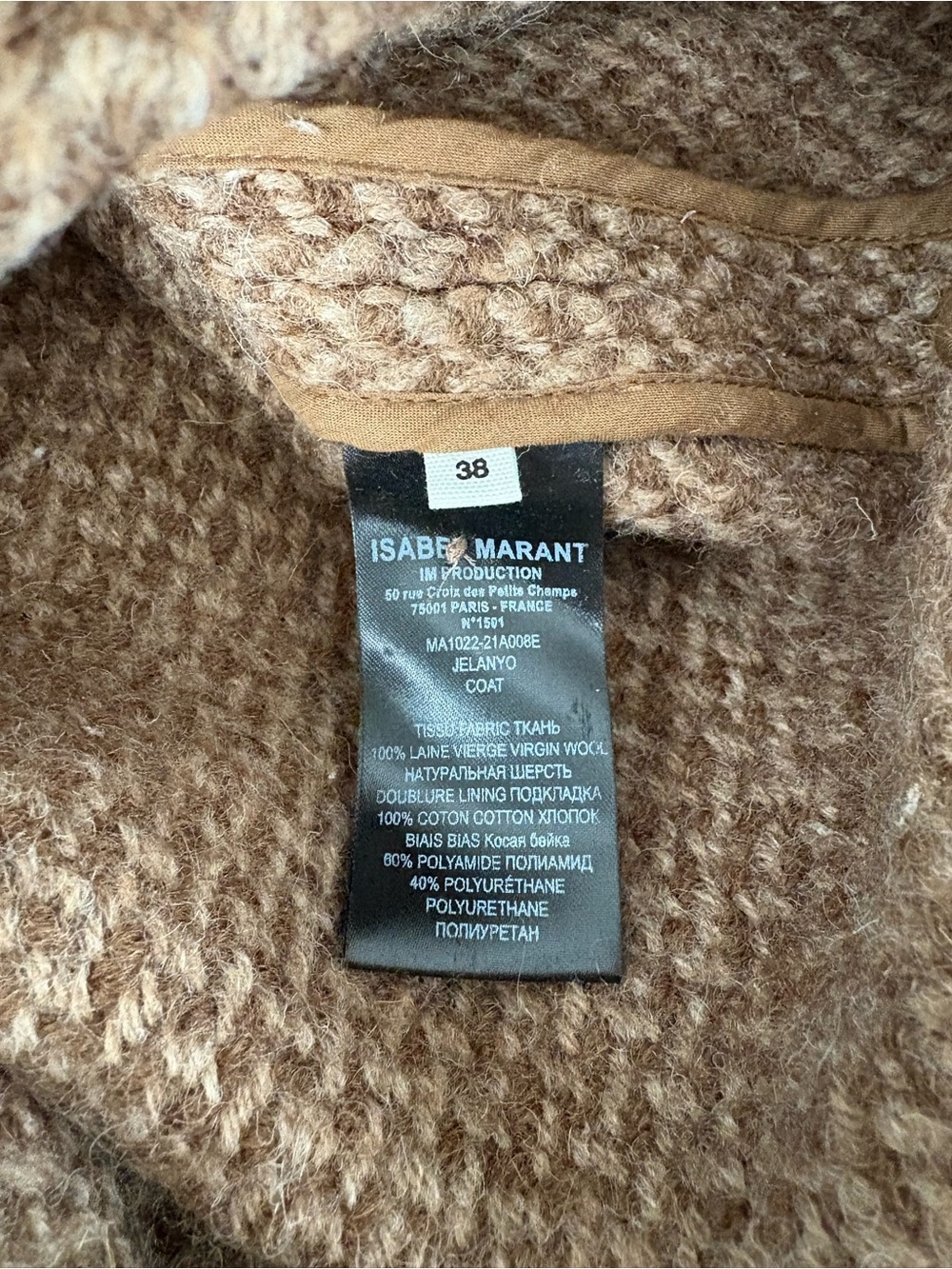 ISABEL MARANT ÉTOILE Sz 38 (US MEDIUM) Jelanyo Coat In Camel In Brown - Picture 10 of 14